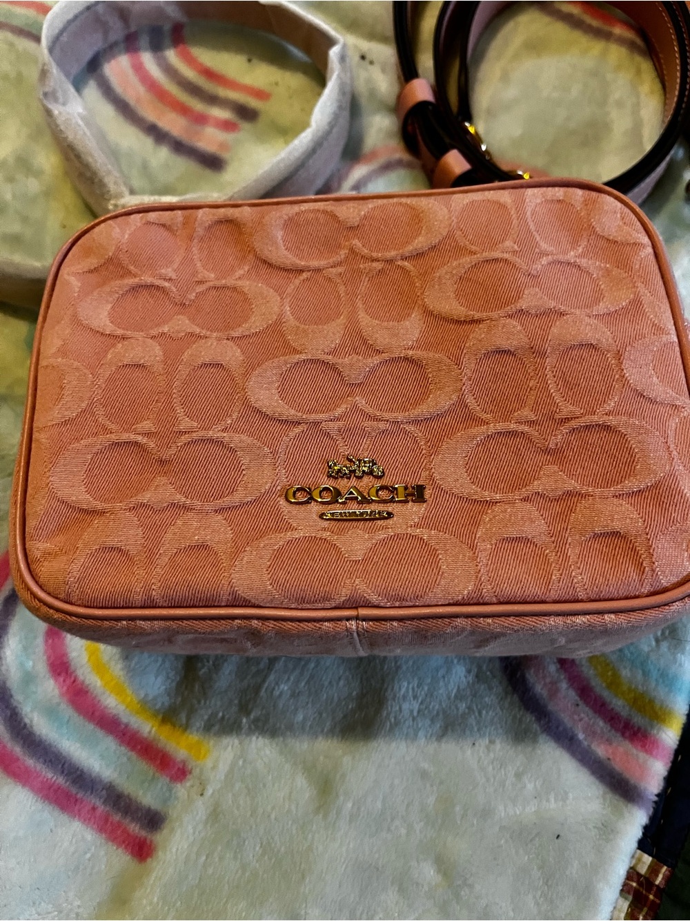 Coach Pink Signature Denim Carey Mini Bag And Wristlet - Picture 16 of 16